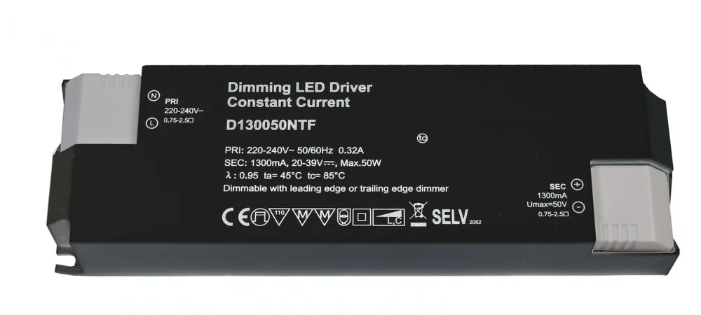 Napájení BASIC DIM CC D130050NTF/50W 1050mA IP20 stmívatelné 20-39V DC 25-50W Akční Cena