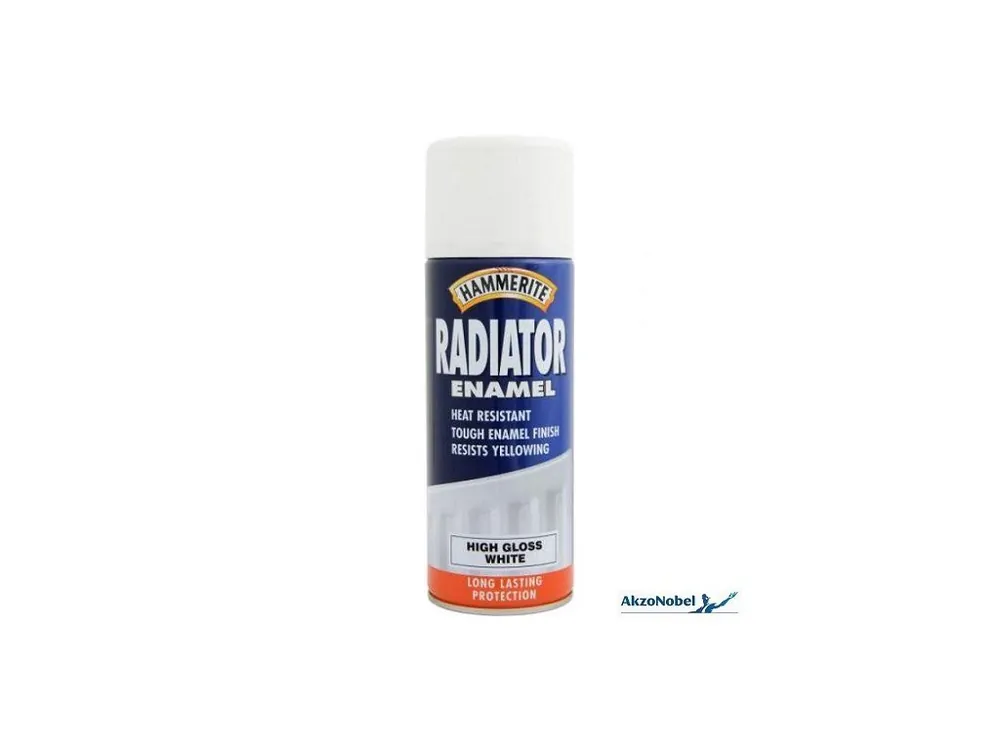 Vysoce Kvalitní HAMMERITE™ RADIÁTOR Barva ve spreji alkydová, 400 ml, bílá lesklá