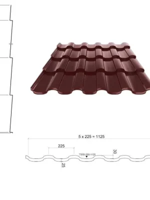 Adamante TS55-350-1125 - Ruukki 50 GreenCoat Pural BT Matt - RR 032 Tmavě hnědá Značkový