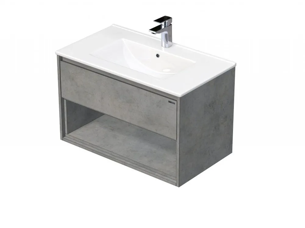 Rychlé Dodání EMMY 60 cm beton/beton s jednou zásuvkou a otevřenou nikou s umyvadlem Sistema (F186/F186)