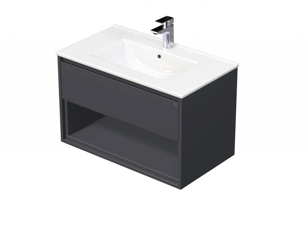 Speciální Cena EMMY 60 cm šedá/šedá s jednou zásuvkou a otevřenou nikou s umyvadlem Sistema  (A4706/A4706)