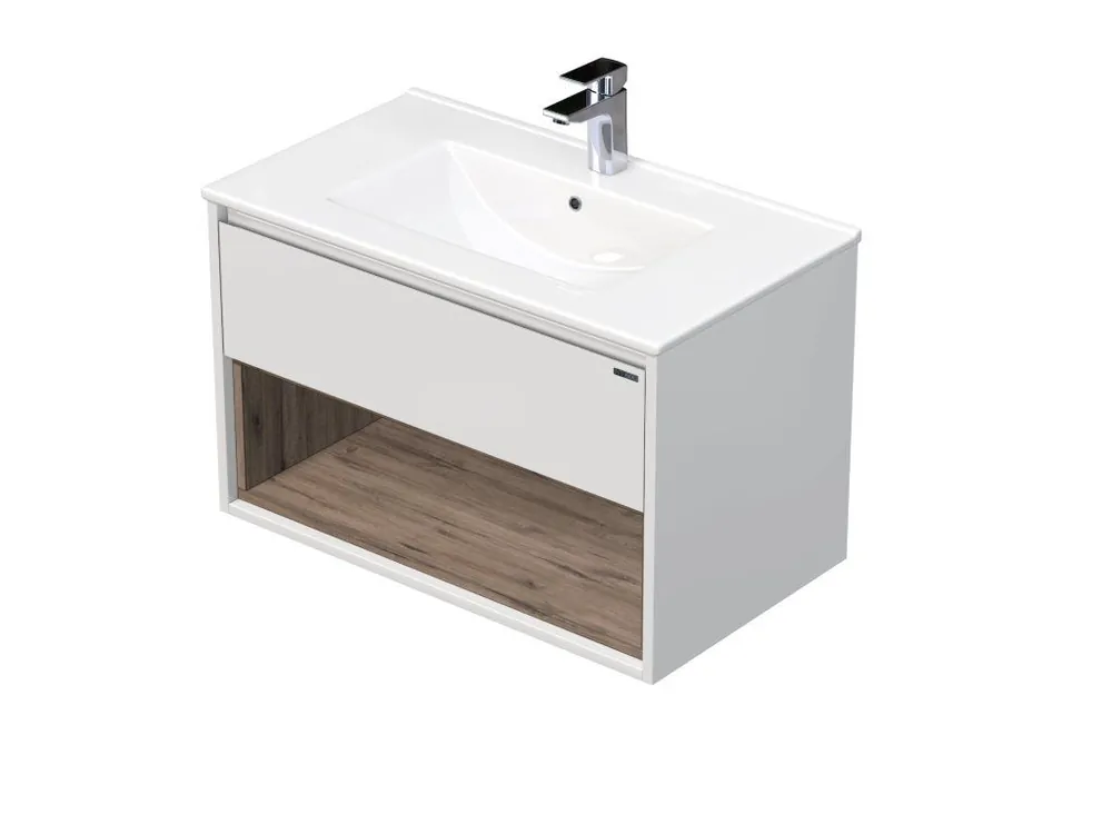 Bezpečná Platba EMMY 60 cm bílá/Wellington s jednou zásuvkou a otevřenou nikou s umyvadlem Sistema (A0536/D370)