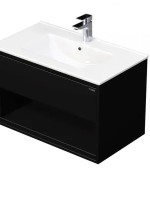 EMMY 70 cm černá/černá s jednou zásuvkou a otevřenou nikou s umyvadlem Sistema (A3686/A3686) Značkový