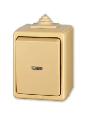 ABB Praktik 3553-25922 D Přepínač střídavý IP 44, s čirým průzorem, béžová vhodné na dřevo bez podložky Vrácení Zdarma