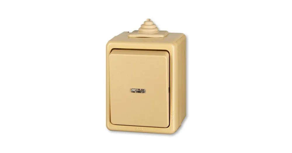 ABB Praktik 3553-25922 D Přepínač střídavý IP 44, s čirým průzorem, béžová vhodné na dřevo bez podložky Vrácení Zdarma