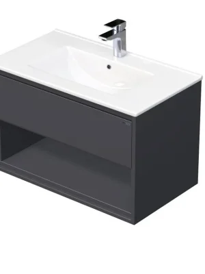 EMMY 70 cm šedá/šedá s jednou zásuvkou a otevřenou nikou s umyvadlem Sistema (A4706/A4706) Časově Omezené