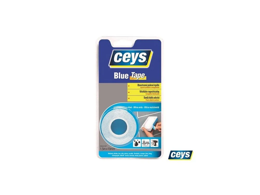 CEYS® BLUE TAPE oboustranně lepicí pěnová páska, 19 x 1 mm x 1,5 m Cenový Hit