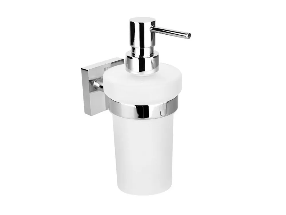 Nová Kolekce X-SQUARE dávkovač mýdla 230ml, mléčné sklo, chrom - koupelny-sanita.cz