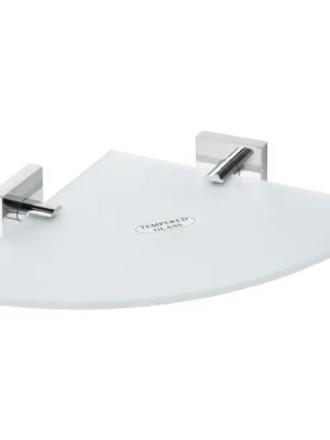 X-SQUARE polička skleněná rohová 250x55x250mm, mléčné sklo, chrom - koupelny-sanita.cz Značkový