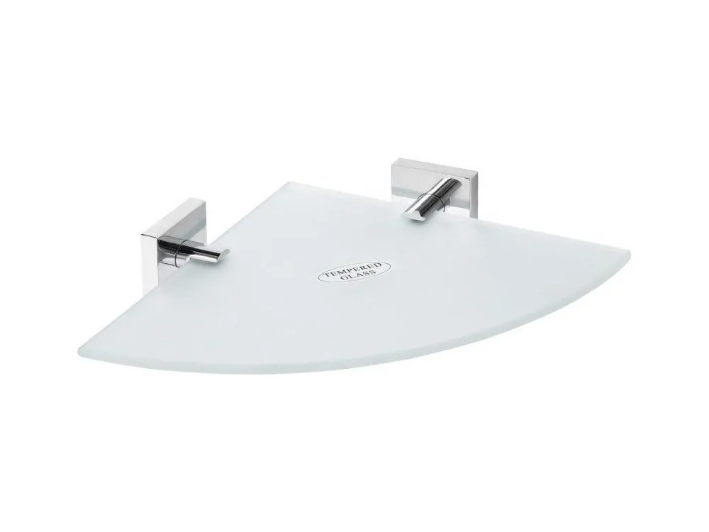 X-SQUARE polička skleněná rohová 250x55x250mm, mléčné sklo, chrom - koupelny-sanita.cz Značkový