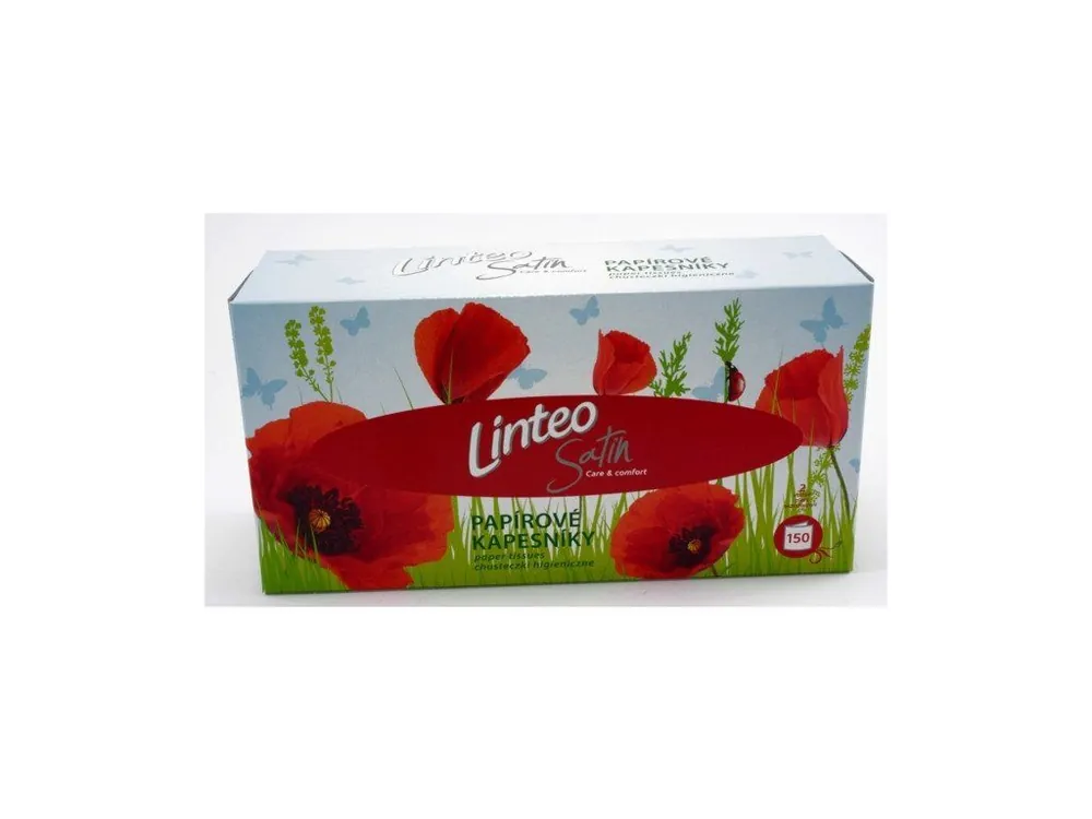 Akce Linteo satin 2 vrstvé kosmetické kapesníčky v krabici 150 ks