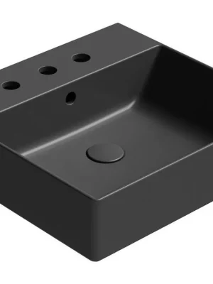 Značkový GSI KUBE X keramické umyvadlo 50x47cm, 3 otvory, černá mat 9430326