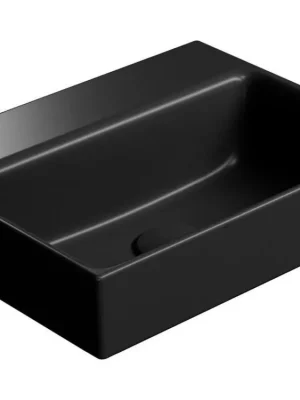 Značkový GSI NUBES keramické umývátko 40x32cm, broušená spodní hrana, bez otvoru, černá mat 96849026