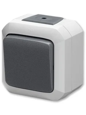 ABB Variant+ 3558N-C01510 S Spínač jednopólový č.1 jednoduchý IP 54, šedá vhodné na dřevo bez podložky Jen Po Omezenou Doba