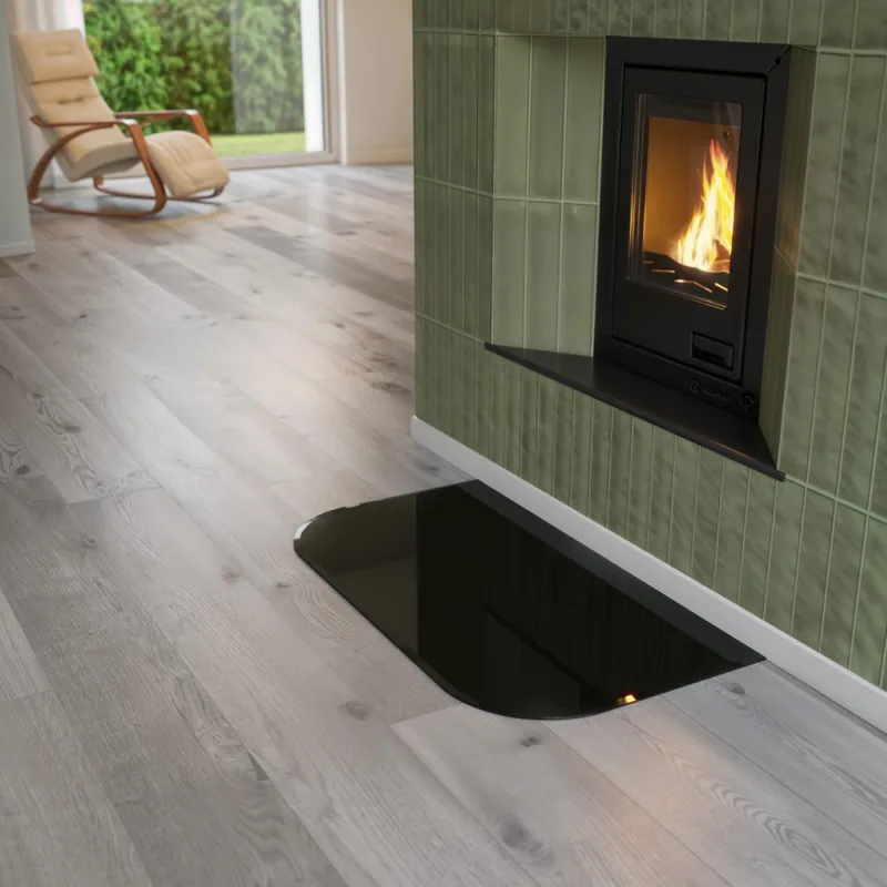 Značkový Sklo pod kamna - FLAMINGO Oblouk 1000x550 mm, černé, fazeta / 2xR200 / 6 mm