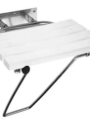 Rychlé Dodání HANDICAP sklopné sedátko do sprchového koutu s opěrnou nohou, 44x45cm, bílá