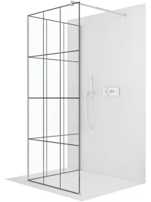 Akce CERANO - Sprchová zástěna Walk-in Onyx Corner Round L/P - 8 mm - kulatá vzpěra - chrom, industriální sklo - 130x110x200 cm