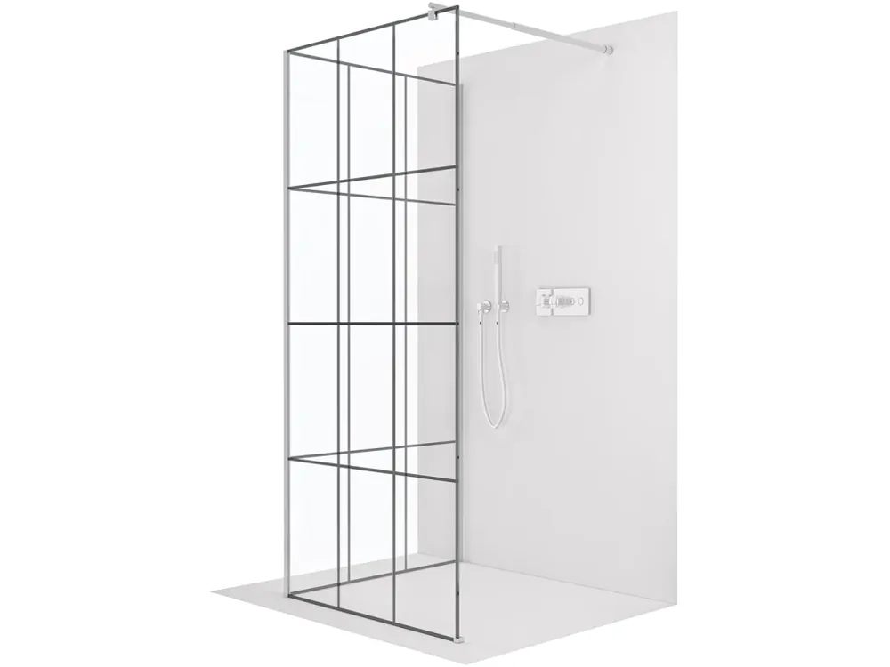 Akce CERANO - Sprchová zástěna Walk-in Onyx Corner Round L/P - 8 mm - kulatá vzpěra - chrom, industriální sklo - 130x110x200 cm