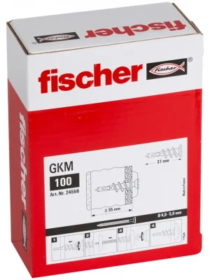 Značkový Hmoždinka pro sádrokarton Fischer GKM 31 mm kovová 100 ks