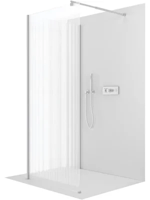 Značkový CERANO - Sprchová zástěna Walk-in Onyx Corner Round L/P - 8 mm - kulatá vzpěra - chrom, rýhované sklo - 120x110x200 cm