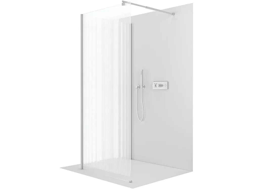 Akce CERANO - Sprchová zástěna Walk-in Onyx Corner Round L/P - 8 mm - kulatá vzpěra - chrom, rýhované sklo - 130x100x200 cm