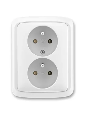 ABB 5512A-2359 B Tango® Zásuvka dvojnásobná s ochrannými kolíky, s clonkami, bílá šroubový strojek Koupit Online