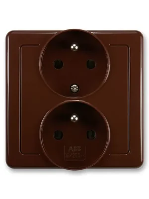 ABB 5512G-C02249 H1 Swing® Zásuvka dvojnásobná polozapuštěná s ochrannými kolíky, hnědá Sezónní Sleva