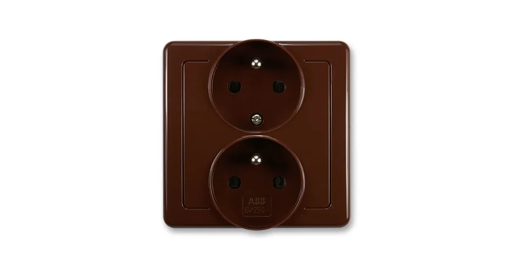 ABB 5512G-C02249 H1 Swing® Zásuvka dvojnásobná polozapuštěná s ochrannými kolíky, hnědá Sezónní Sleva