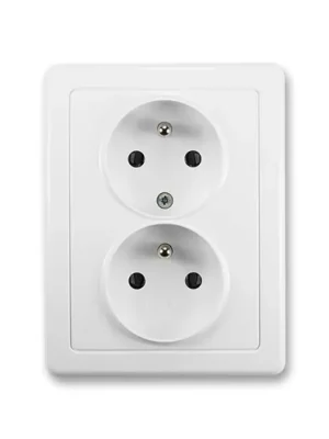 ABB 5512G-C02349 B1 Swing® Zásuvka dvojnásobná s ochrannými kolíky, jasně bílá Dokud Zásoby Vydrží