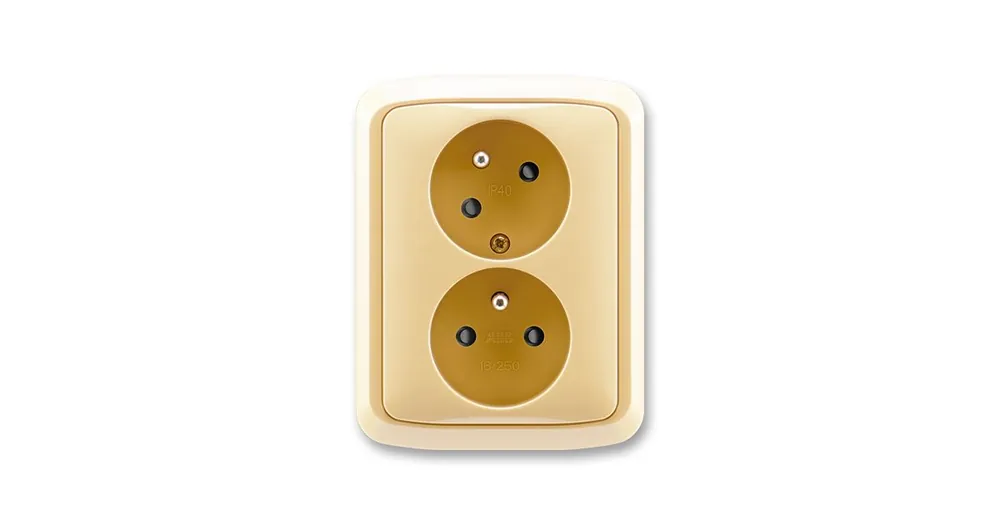 ABB 5513A-C02357 D Tango® Zásuvka dvojnásobná s ochrannými kolíky, s clonkami, s natočenou dutinou, béžová Poslední Šance
