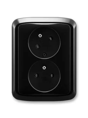 ABB 5513A-C02357 N Tango® Zásuvka dvojnásobná s ochrannými kolíky, s clonkami, s natočenou dutinou, černá Nová Kolekce