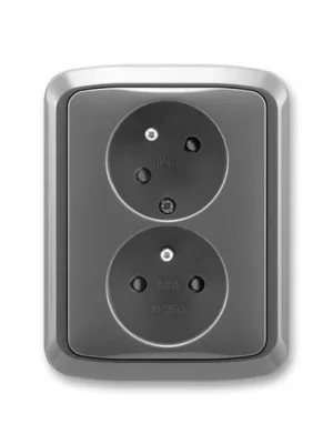 ABB 5513A-C02357 S2 Tango® Zásuvka dvojnásobná s ochrannými kolíky, s clonkami, s natočenou dutinou, kouřová šedá Tovární Cena