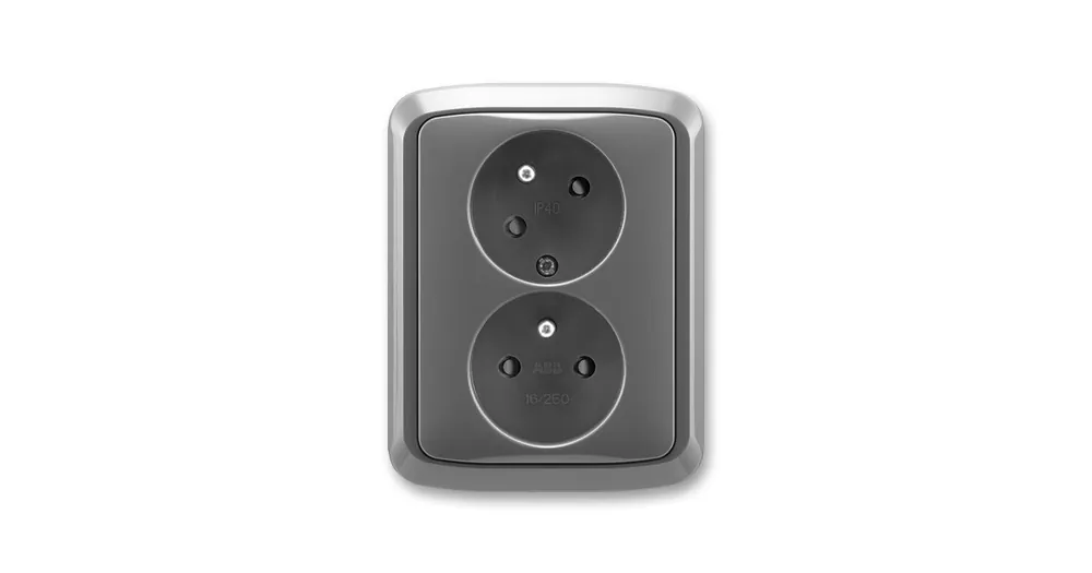 ABB 5513A-C02357 S2 Tango® Zásuvka dvojnásobná s ochrannými kolíky, s clonkami, s natočenou dutinou, kouřová šedá Tovární Cena