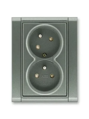ABB 5513F-C02357 34 Time® Zásuvka dvojnásobná s ochrannými kolíky, s clonkami, s natočenou dutinou, antracitová Top Prodej