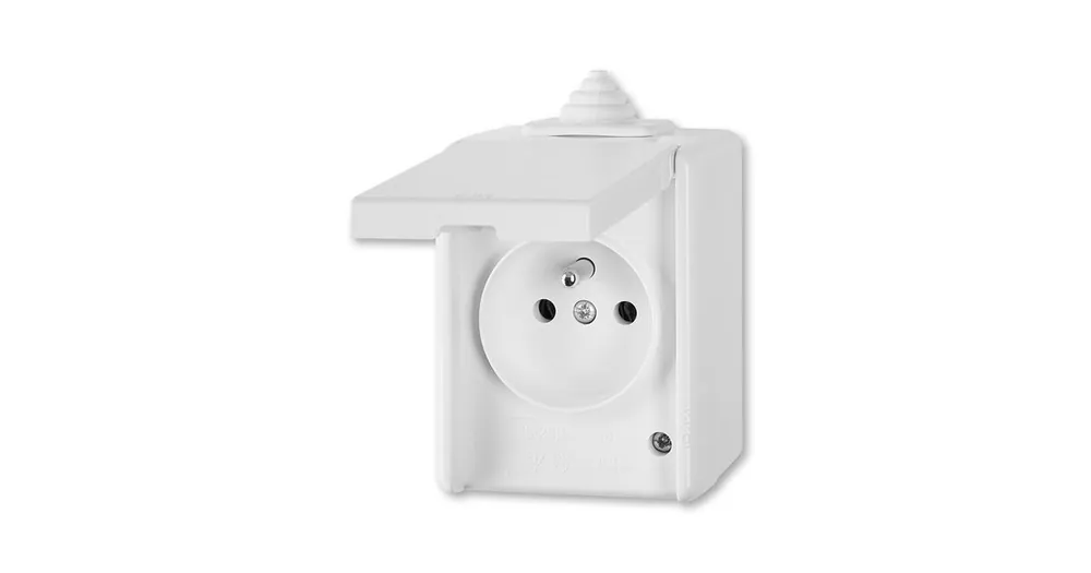 ABB Praktik 5518-2929 B Zásuvka jednonásobná IP 44, s ochranným kolíkem, s víčkem, bílá vhodné na dřevo bez podložky Kup Teď