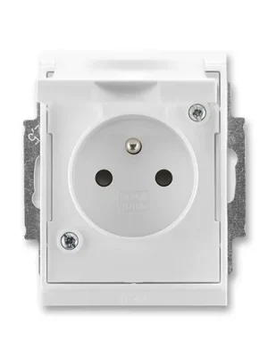 ABB Time®, Element® Zásuvka jednonásobná IP 44, s ochranným kolíkem, s clonkami, s víčkem, bílá / ledová bílá (5518E-A02999 01) Super Cena