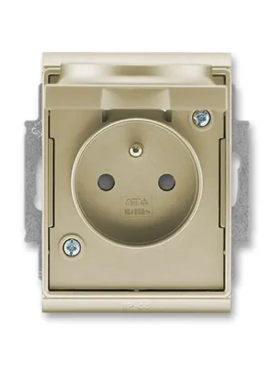 Akce ABB Time® Zásuvka jednonásobná IP 44, s ochranným kolíkem, s clonkami, s víčkem, šampaňská (5518E-A02999 33)