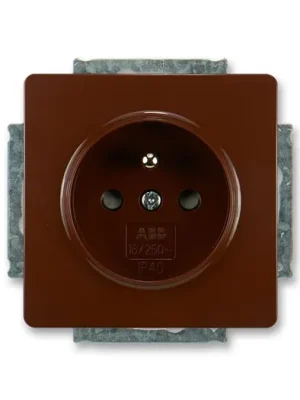 ABB 5518G-A02359 H1 Swing®, Swing®L Zásuvka jednonásobná s ochranným kolíkem, s clonkami, hnědá Akce