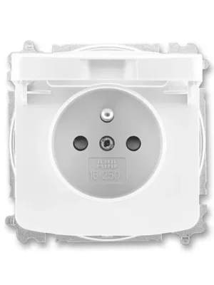 ABB 6619A-A06397 B Tango® Zásuvka jednonásobná s ochranným kolíkem, s clonkami, s víčkem, bezšroubový strojek náhrada za 5519A-A02397 B Poslední Šance