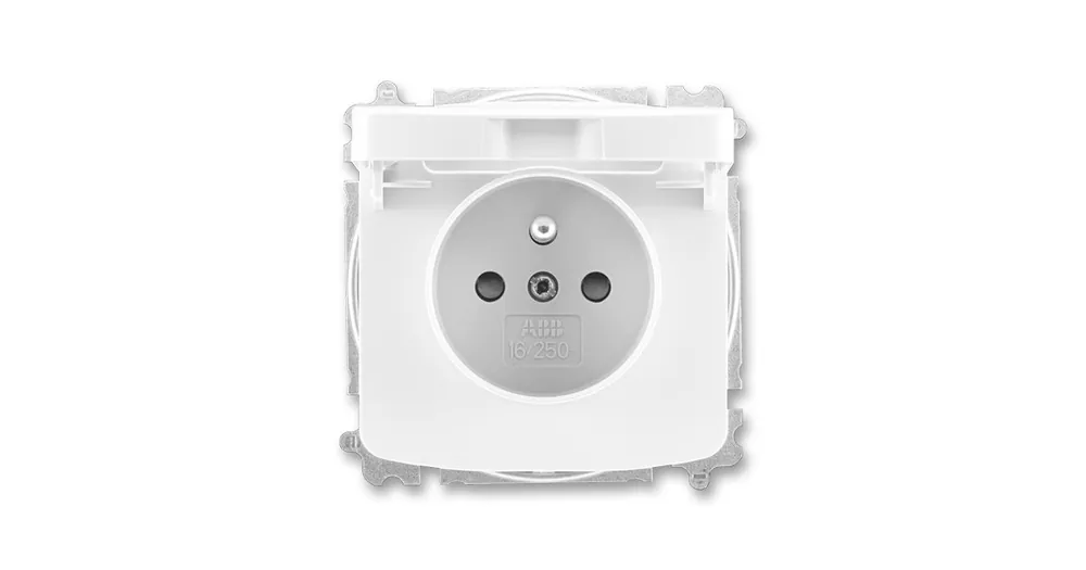 ABB 6619A-A06397 B Tango® Zásuvka jednonásobná s ochranným kolíkem, s clonkami, s víčkem, bezšroubový strojek náhrada za 5519A-A02397 B Poslední Šance