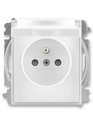 ABB 5519E-A02397 01 Time®, Element® Zásuvka jednonásobná s ochranným kolíkem, s clonkami, s víčkem, bílá / ledová bílá Nejlepší Cena