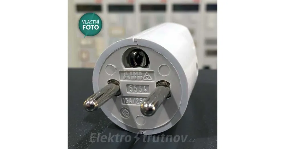 ABB 5534N-C02100 B Vidlice dvojpólová s ochrannými kontakty, s přímým vývodem, bílá Doprava Zdarma