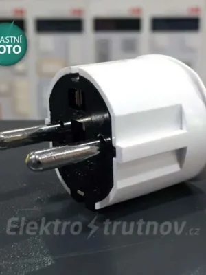 ABB 5537-2004 Vidlice dvojpólová s dvojími ochrannými kontakty, s postranním vývodem, bílá Nejlepší Cena