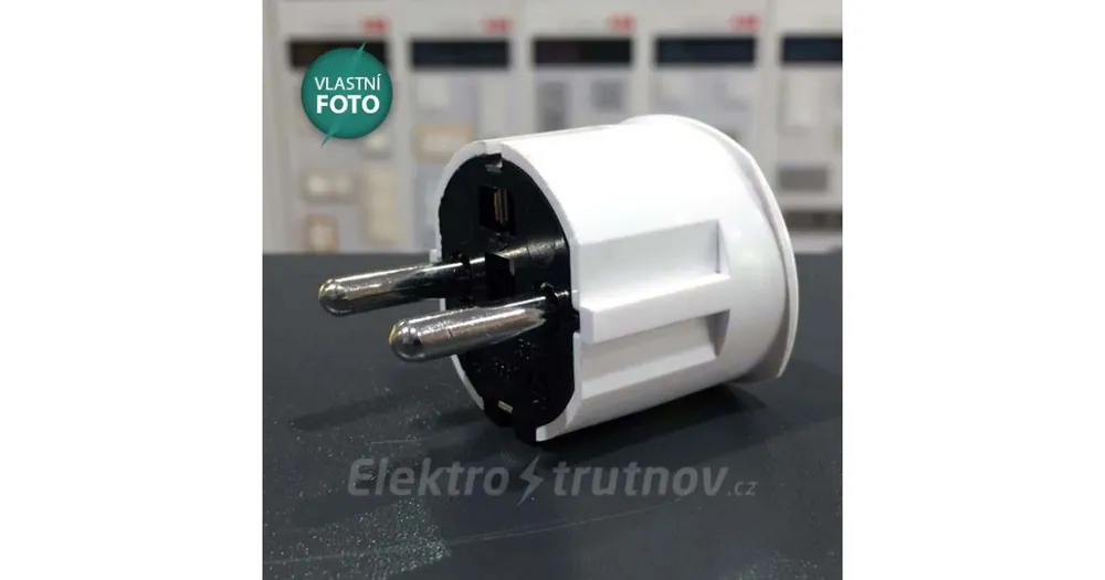 ABB 5537-2004 Vidlice dvojpólová s dvojími ochrannými kontakty, s postranním vývodem, bílá Nejlepší Cena