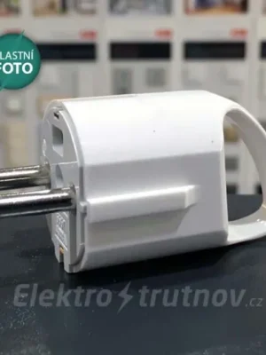 ABB 5537-206 B Vidlice dvojpólová s dvojími ochrannými kontakty, s bočním vývodem a ouškem, bílá Sezónní Sleva