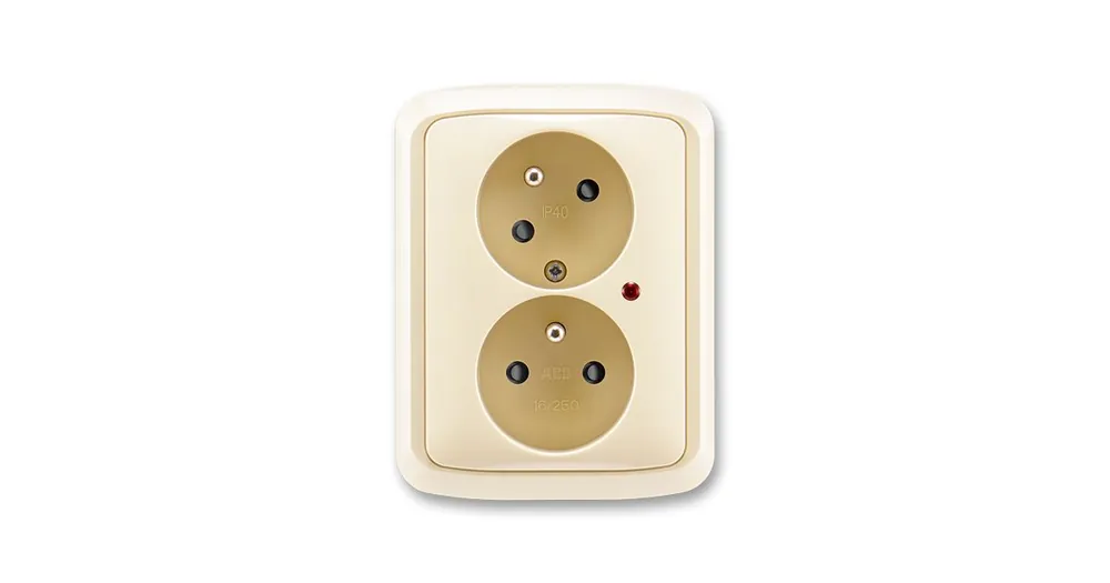 ABB 5593A-C02357 C Tango® Zásuvka dvojnásobná s ochrannými kolíky, s clonkami, s natočenou dutinou, s ochranou před přepětím, slonová kost Vrácení Zdarma