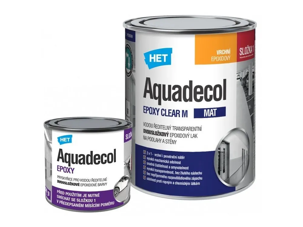 Poslední Šance HET® AQUADECOL EPOXY CLEAR M Lak epoxidový, dvousložkový, vodou ředitelný, sada s tužidlem