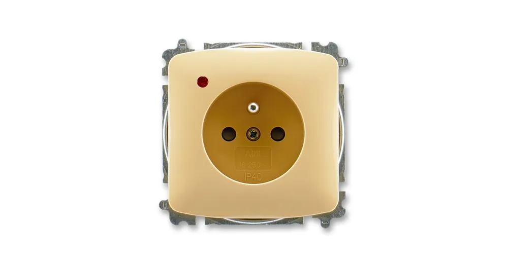 ABB 5599A-A02357 D Tango® Zásuvka jednonásobná s ochranným kolíkem, s clonkami, s ochranou před přepětím, béžová Finální Výprodej