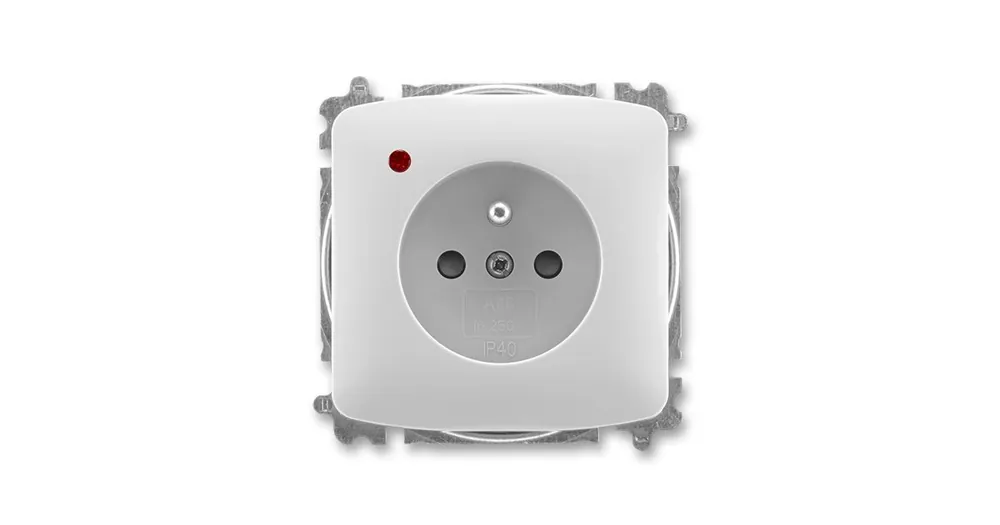 ABB 5599A-A02357 S Tango® Zásuvka jednonásobná s ochranným kolíkem, s clonkami, s ochranou před přepětím,Světle ŠEDÁ Akční Cena