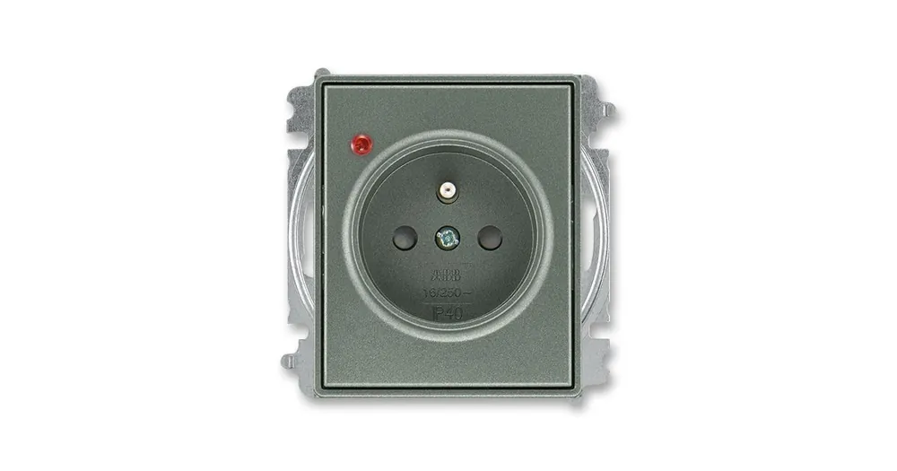 ABB 5599E-A02357 34 Time®, Time® Arbo Zásuvka jednonásobná s ochranným kolíkem, s clonkami, s ochranou před přepětím, antracitová Rychlé Dodání